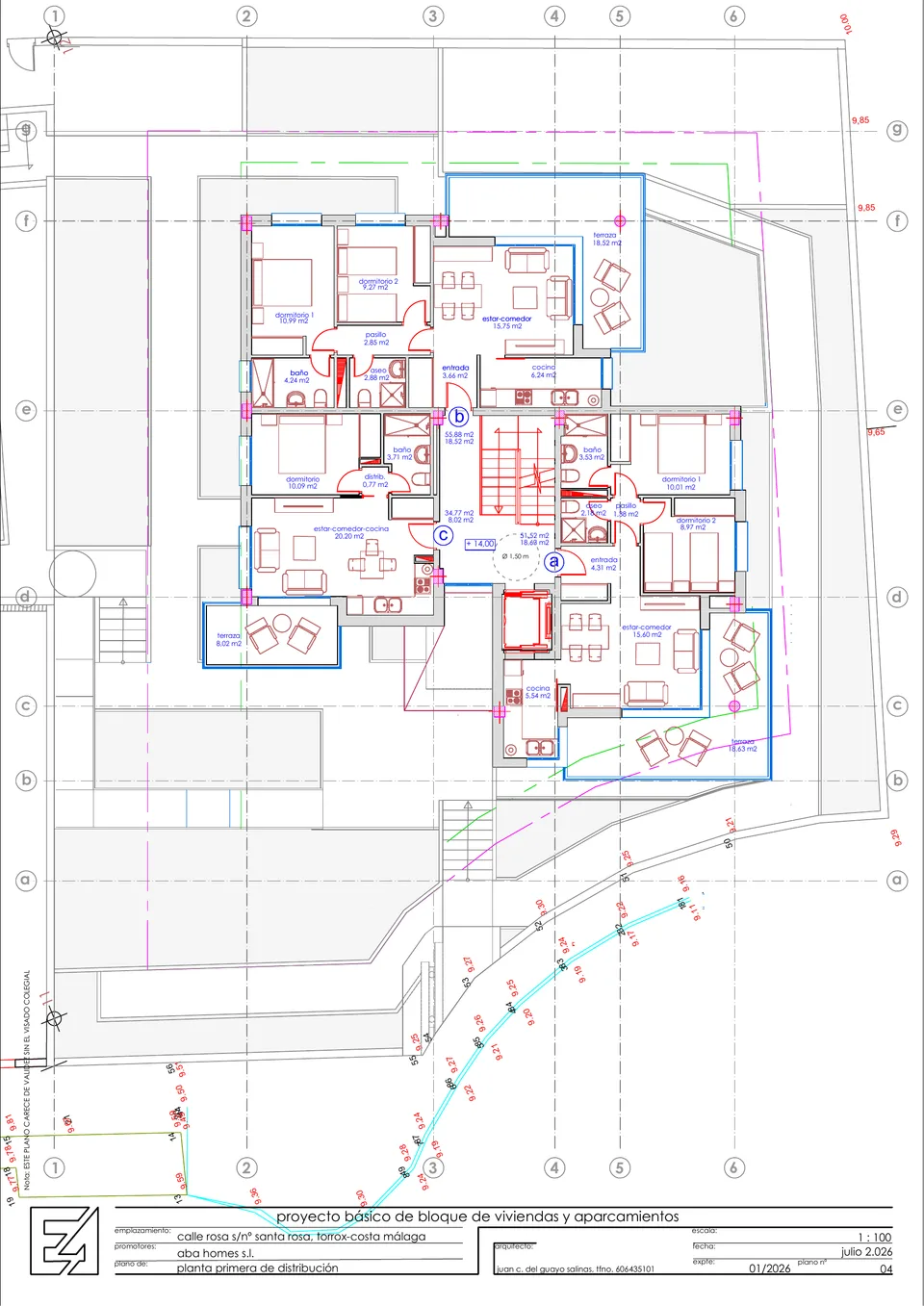 First and second floors · homes A, B and C