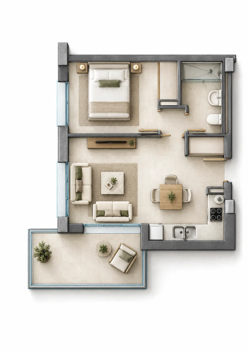 Typical one-bedroom home