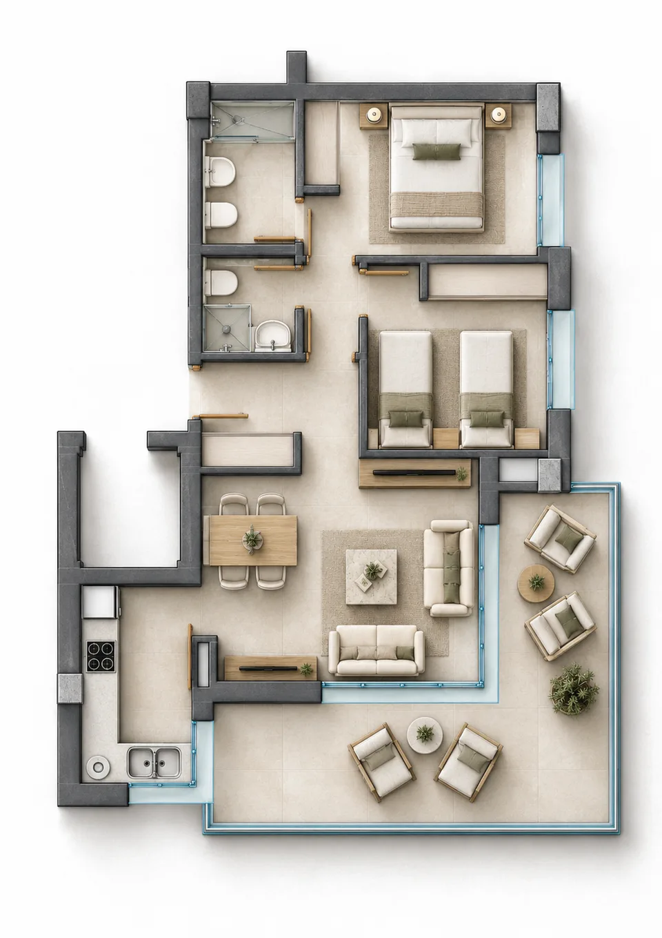 Typical two-bedroom home